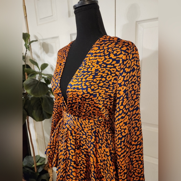 ASOS | John Zack Tall Women-s plunge front skater dress leopard Plus Size 18 NWT - Picture 4 of 10